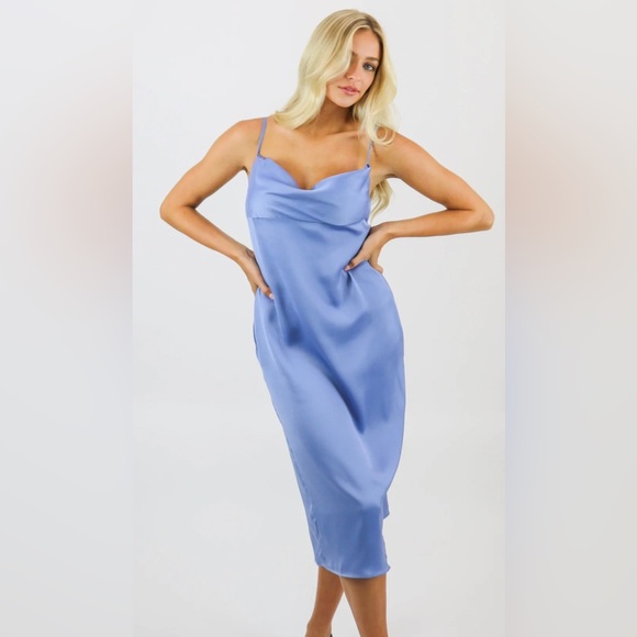 WeWoreWhat Cowl Midi Dress in Slate Blue REVOLVE NWT - Picture 8 of 11